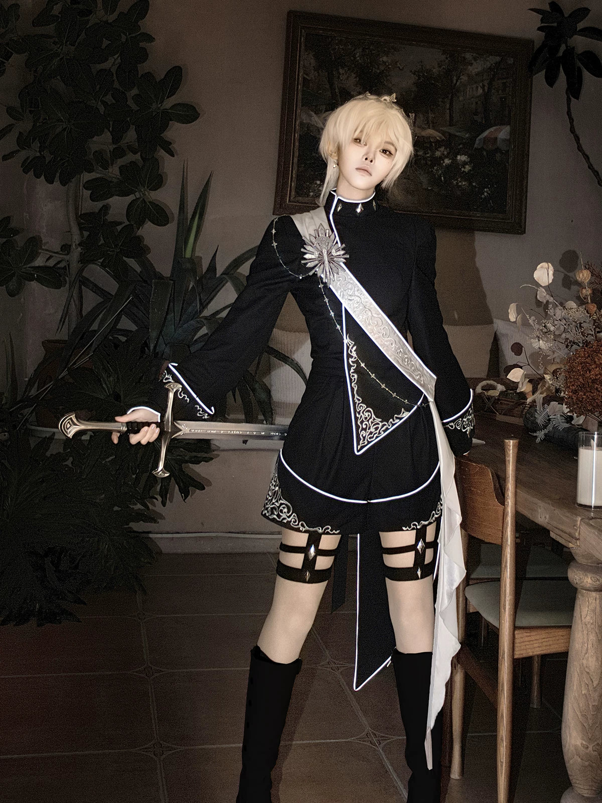Oathbound Sword - Embroidery Ouji Lolita Set, High-Low Hem Coat