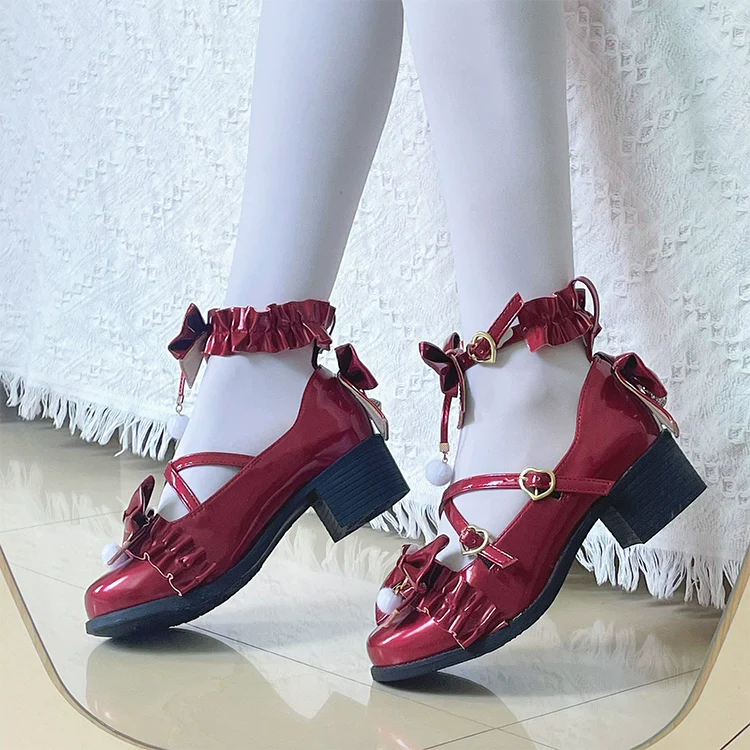 Fairy Godmothe - Preppy Style Flat Shoes Mid Heel Round Toe Lolita Shoes - Image 12