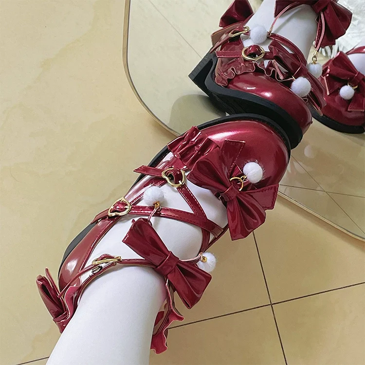 Fairy Godmothe - Preppy Style Flat Shoes Mid Heel Round Toe Lolita Shoes - Image 16