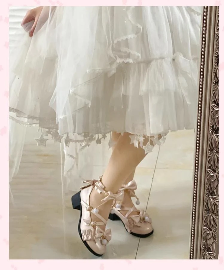 Fairy Godmothe - Preppy Style Flat Shoes Mid Heel Round Toe Lolita Shoes - Image 20