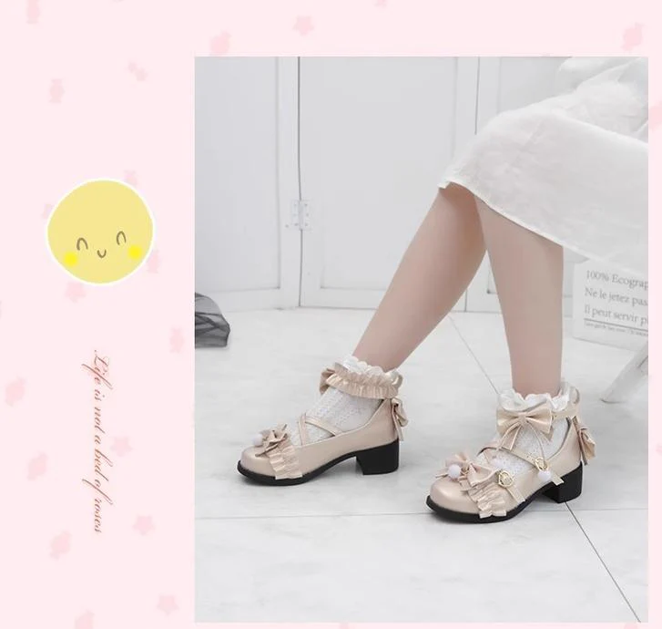 Fairy Godmothe - Preppy Style Flat Shoes Mid Heel Round Toe Lolita Shoes - Image 21