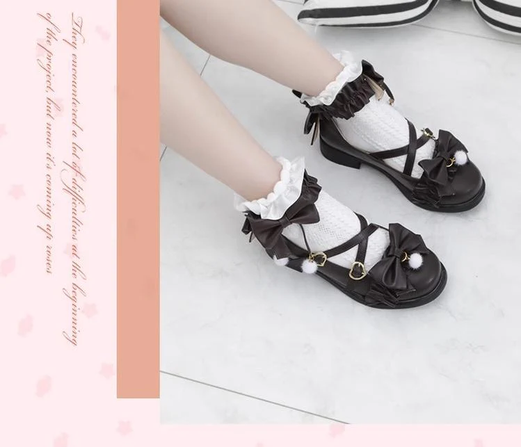 Fairy Godmothe - Preppy Style Flat Shoes Mid Heel Round Toe Lolita Shoes - Image 30