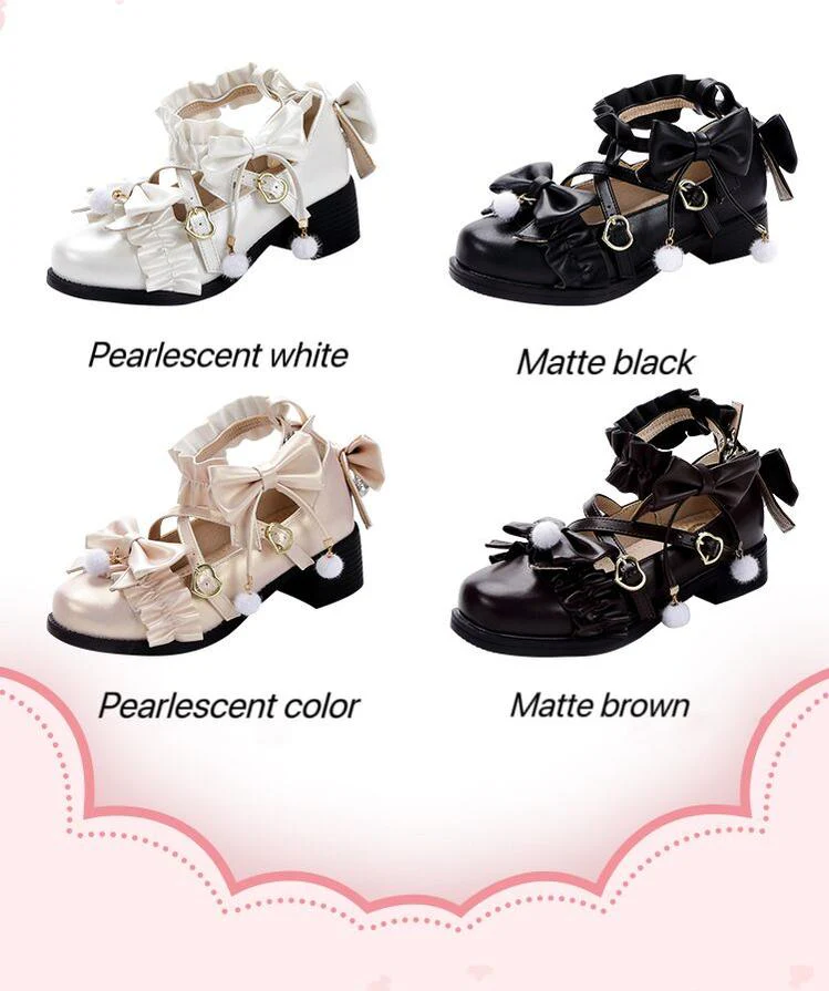 Fairy Godmothe - Preppy Style Flat Shoes Mid Heel Round Toe Lolita Shoes - Image 32