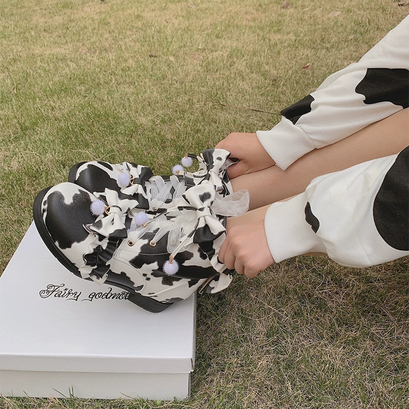 Fairy Godmother - Enthusiastic Ideation - Elegant Lolita Shoes Fleeced Short Martin Boots - Image 30