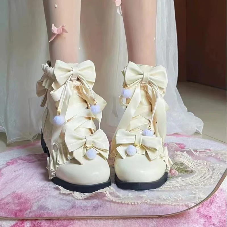 Fairy Godmother - Enthusiastic Ideation - Elegant Lolita Shoes Fleeced Short Martin Boots - Image 48