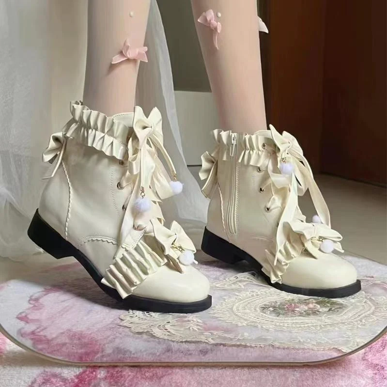 Fairy Godmother - Enthusiastic Ideation - Elegant Lolita Shoes Fleeced Short Martin Boots - Image 49