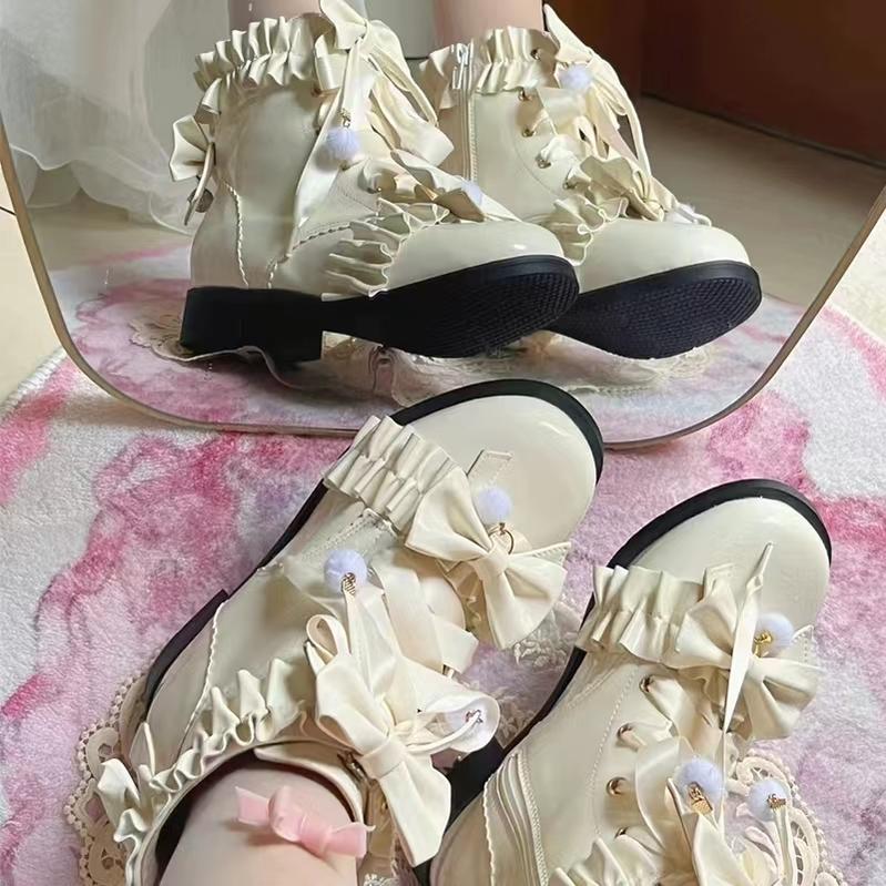 Fairy Godmother - Enthusiastic Ideation - Elegant Lolita Shoes Fleeced Short Martin Boots - Image 51