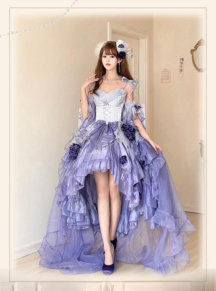 Meowing and Fruity - Swan Wonderland - Fairy Lolita JSK with High-Low Hem - Image 16