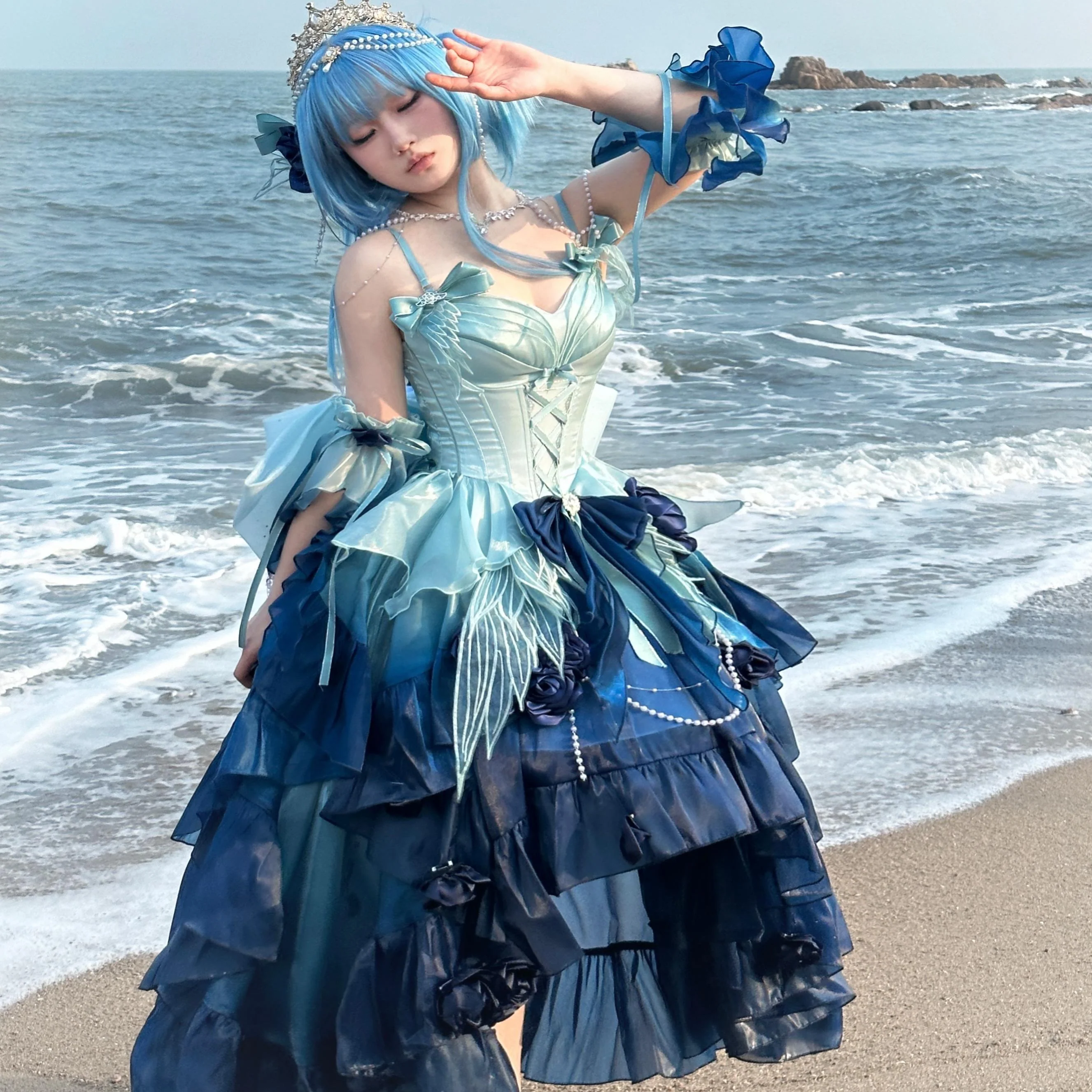 Meowing and Fruity - Swan Wonderland - Fairy Lolita JSK with High-Low Hem - Image 20