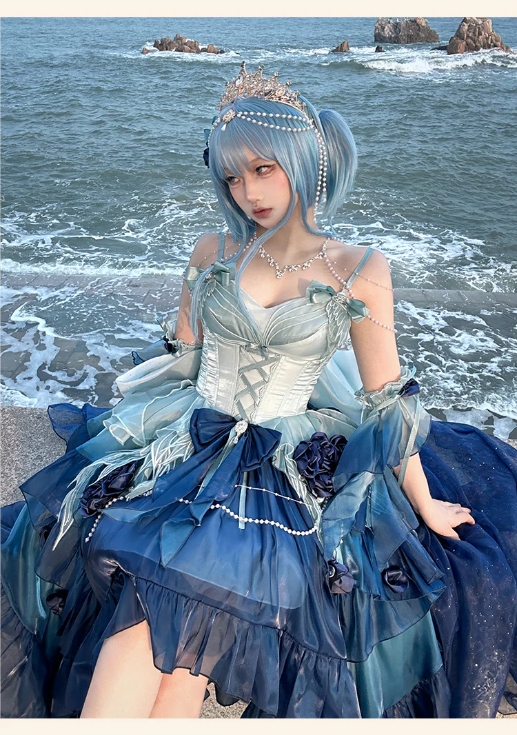 Meowing and Fruity - Swan Wonderland - Fairy Lolita JSK with High-Low Hem - Image 21