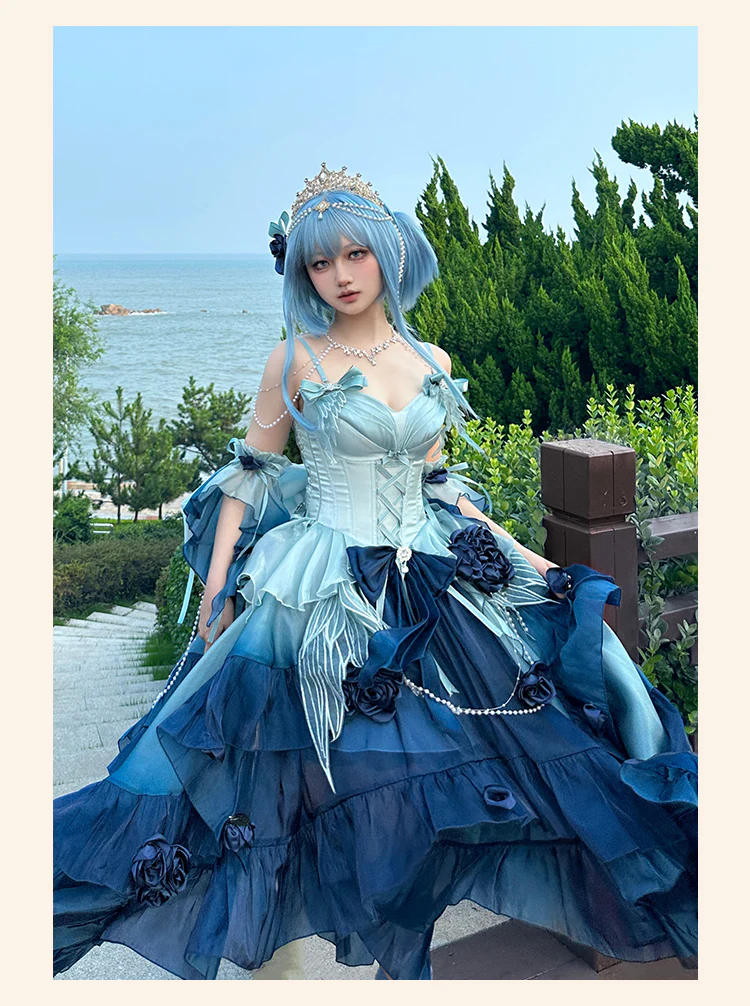 Meowing and Fruity - Swan Wonderland - Fairy Lolita JSK with High-Low Hem - Image 23