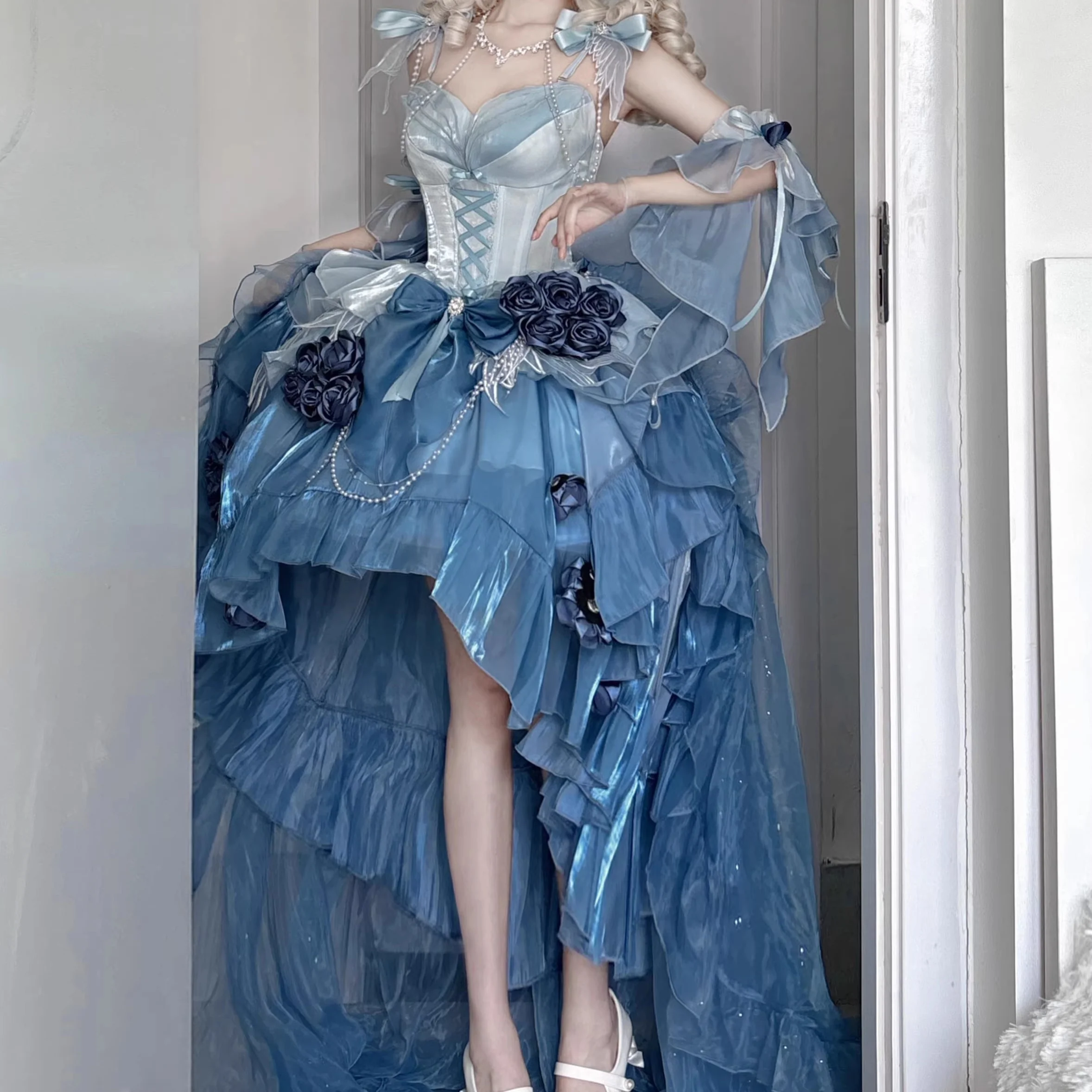 Meowing and Fruity - Swan Wonderland - Fairy Lolita JSK with High-Low Hem - Image 27