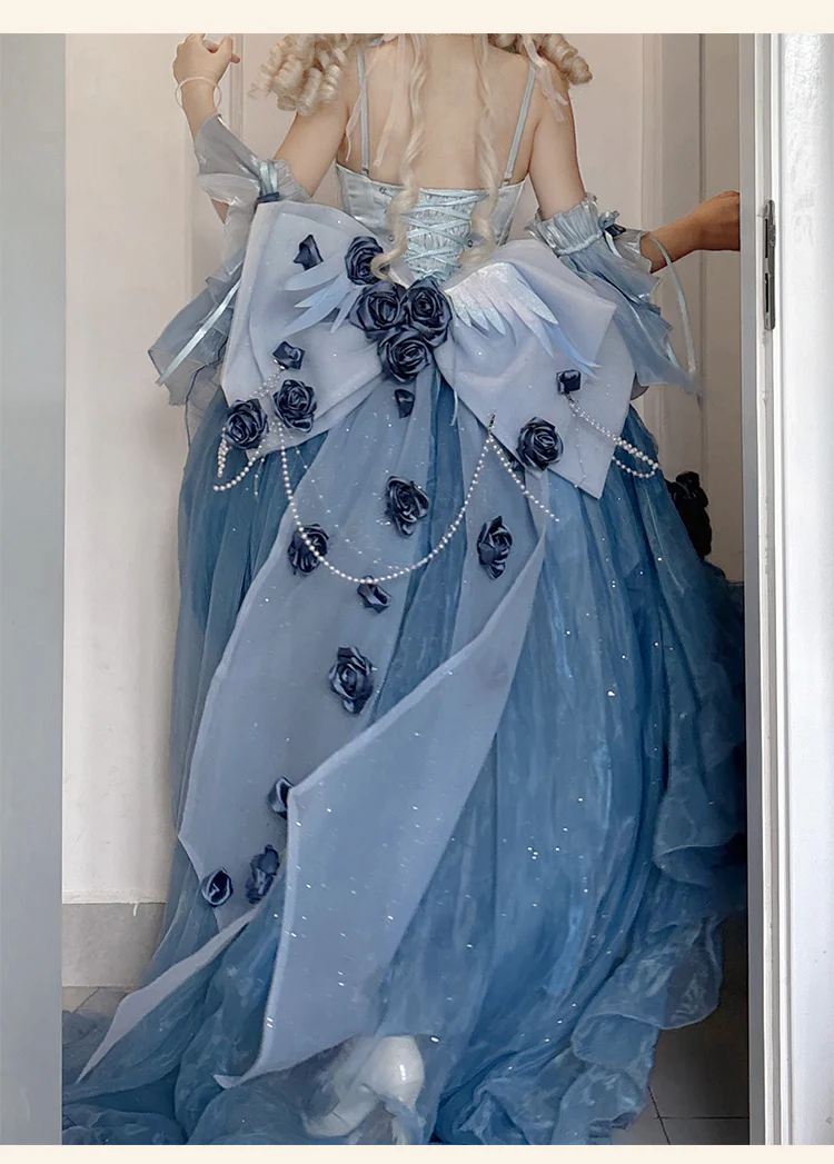 Meowing and Fruity - Swan Wonderland - Fairy Lolita JSK with High-Low Hem - Image 28