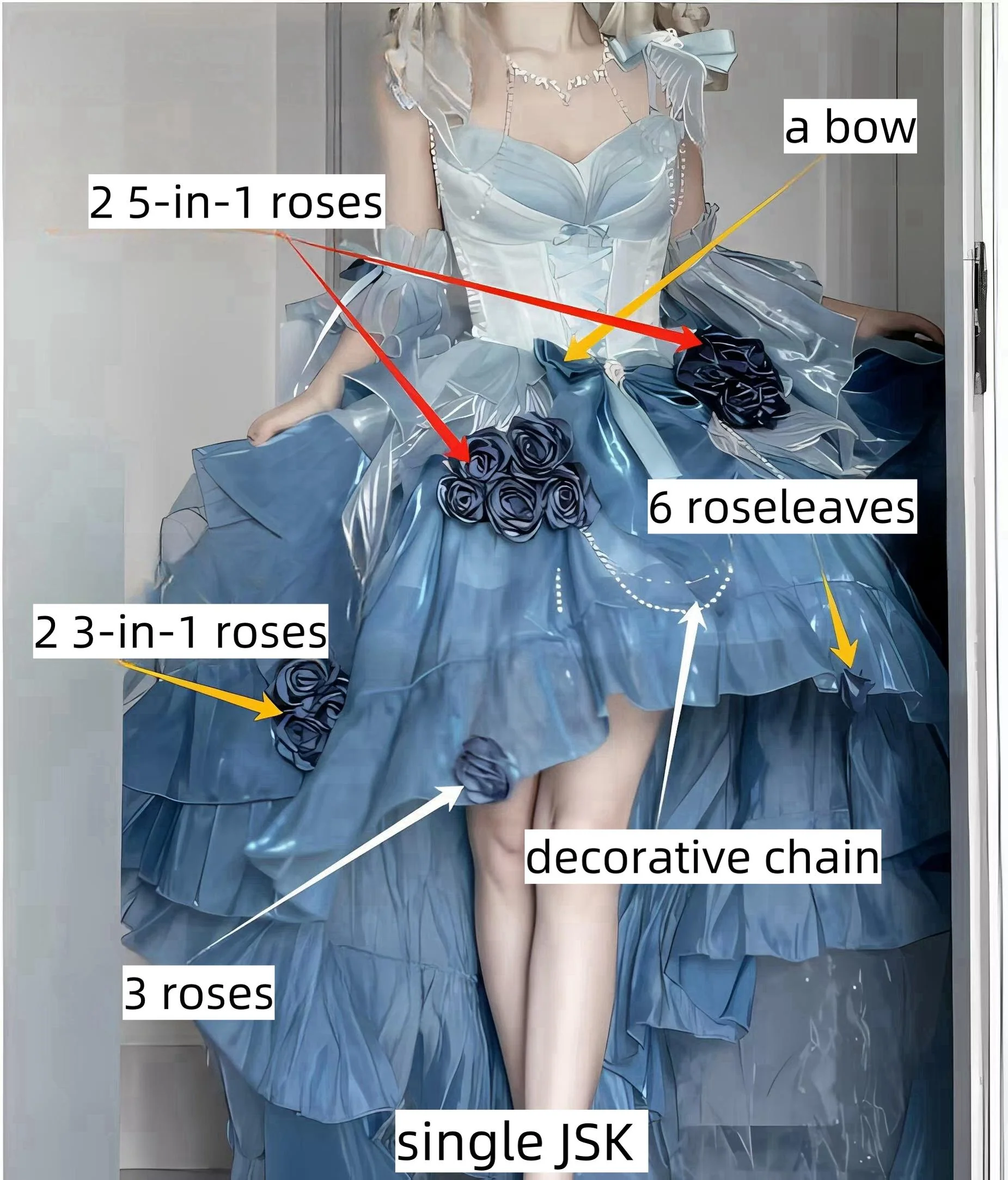 Meowing and Fruity - Swan Wonderland - Fairy Lolita JSK with High-Low Hem - Image 29