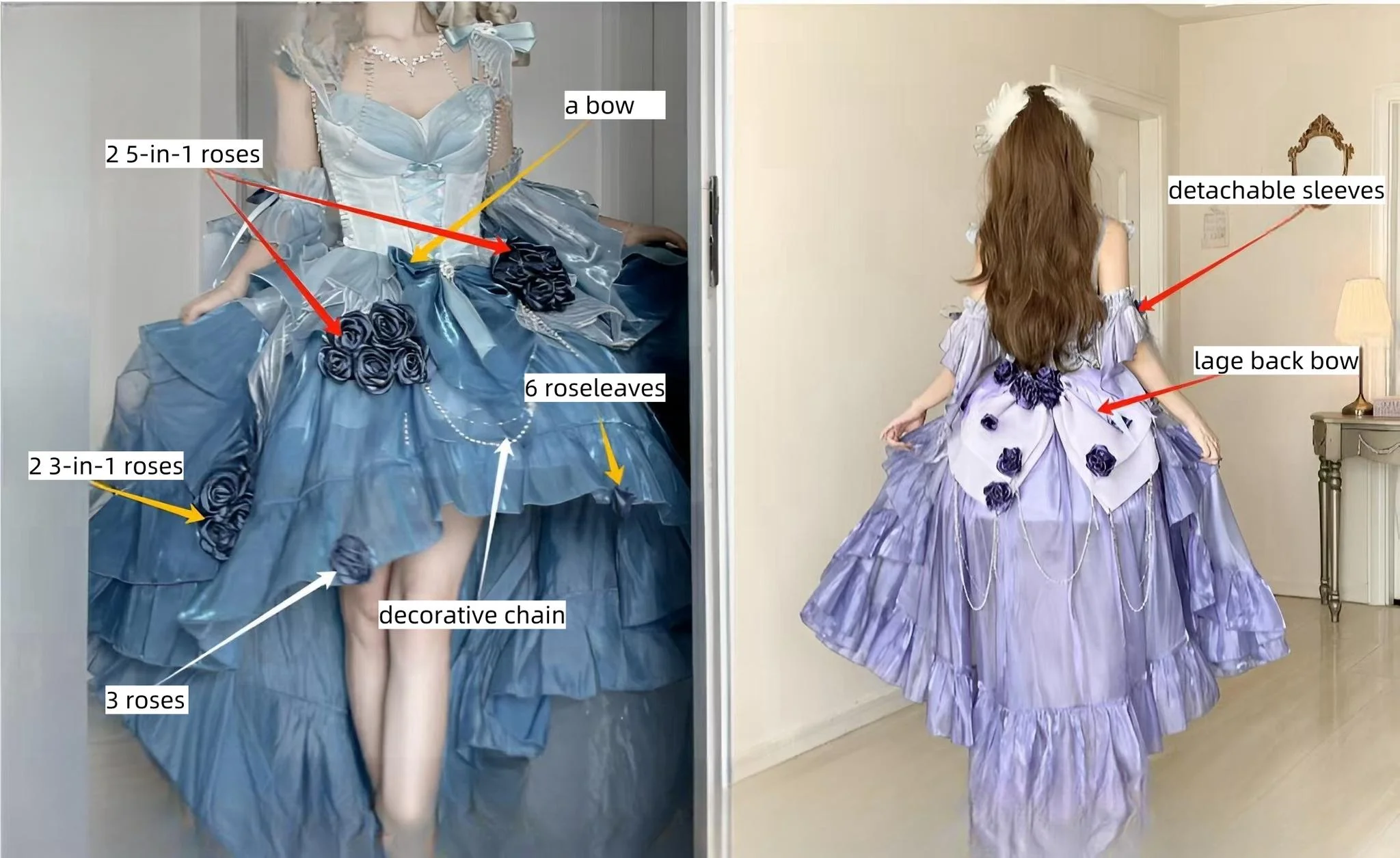 Meowing and Fruity - Swan Wonderland - Fairy Lolita JSK with High-Low Hem - Image 30