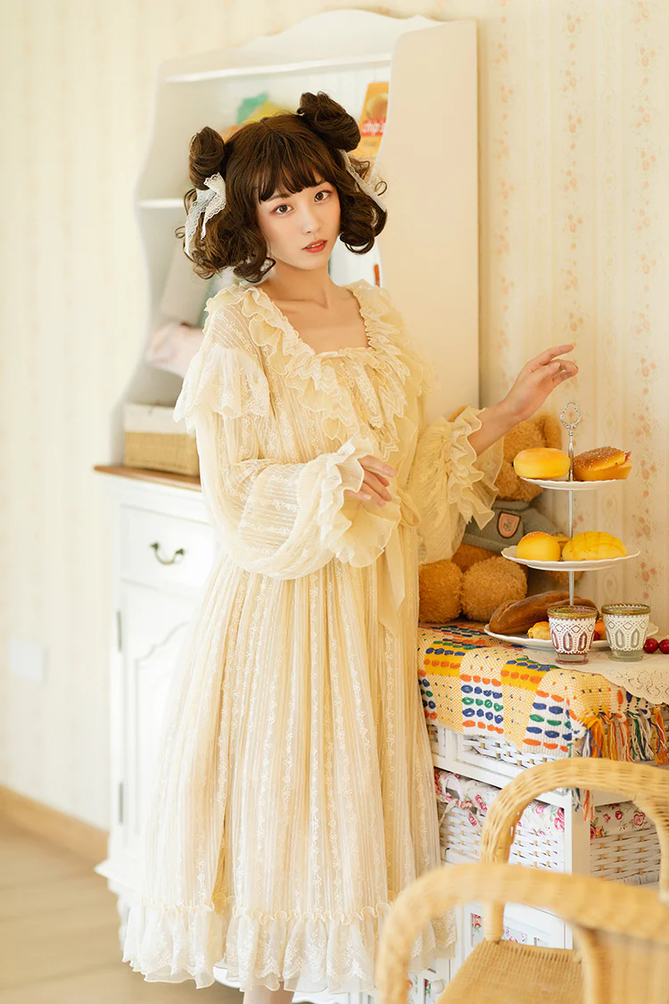 Lazy Holidays - Kawaii Lace Lolita Nightdress Set - Image 4