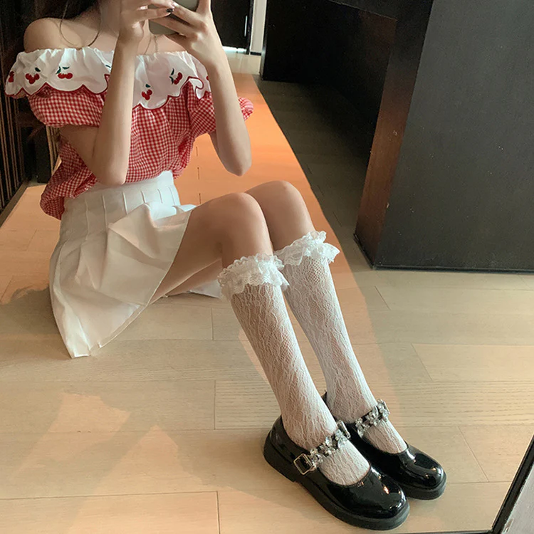 Lolita Socks Black Lace Calf Socks - Image 4