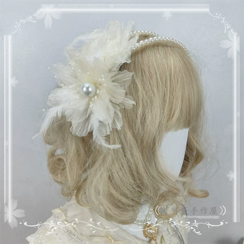 Floral Shaped Lolita KC, Pearls Accent Headdress - Image 6