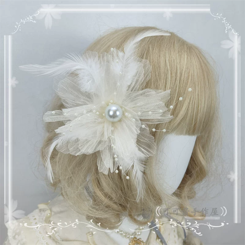 Floral Shaped Lolita KC, Pearls Accent Headdress - Image 9