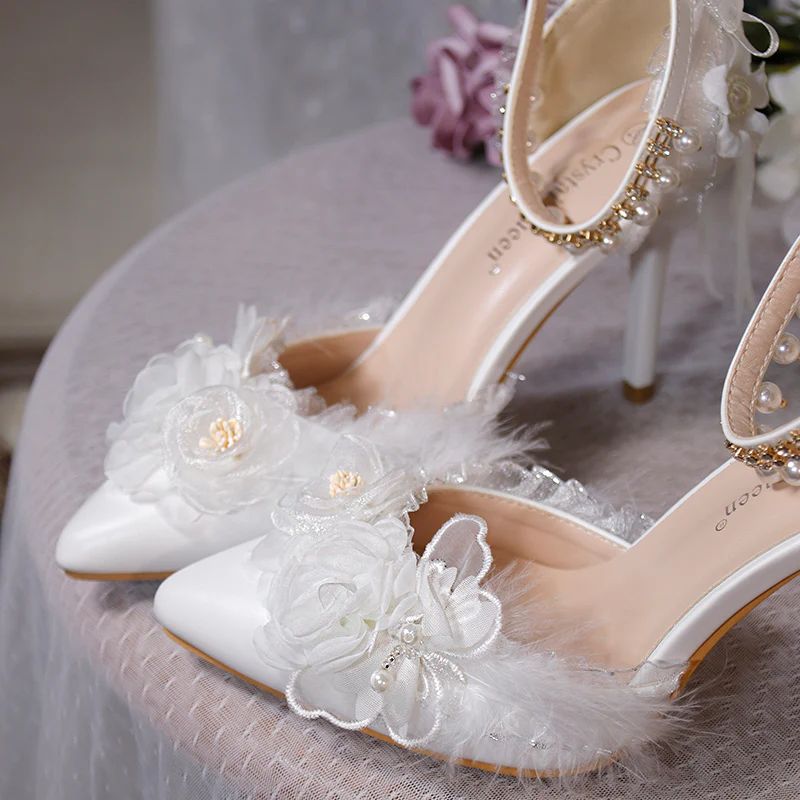 One Night - Flower Wedding Pointed Toe High Heels - Image 13