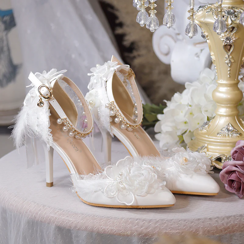 One Night - Flower Wedding Pointed Toe High Heels - Image 15
