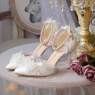 One Night - Flower Wedding Pointed Toe High Heels - Image 17