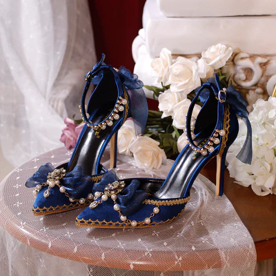 One Night - Flower Wedding Pointed Toe High Heels - Image 8