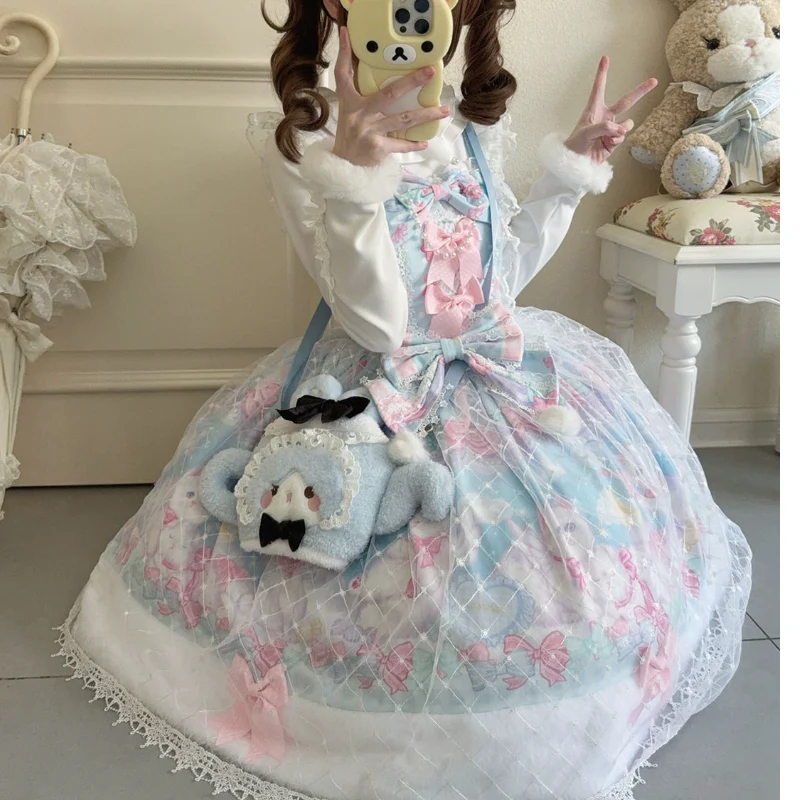Hanguliang - Candy Mary Cat - Fluffy Sweet Lolita JSK Dress, Kitten Print - Image 18