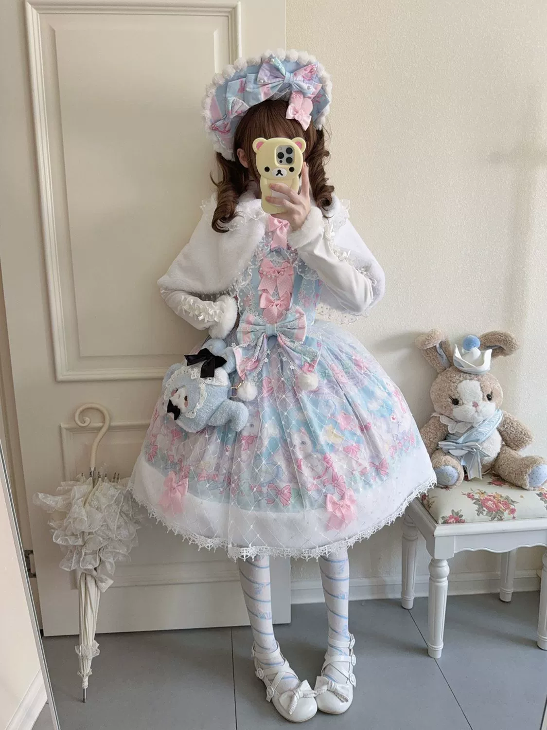 Hanguliang - Candy Mary Cat - Fluffy Sweet Lolita JSK Dress, Kitten Print - Image 19