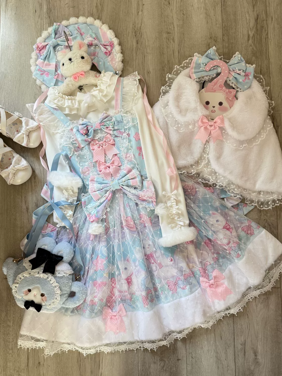 Hanguliang - Candy Mary Cat - Fluffy Sweet Lolita JSK Dress, Kitten Print - Image 21