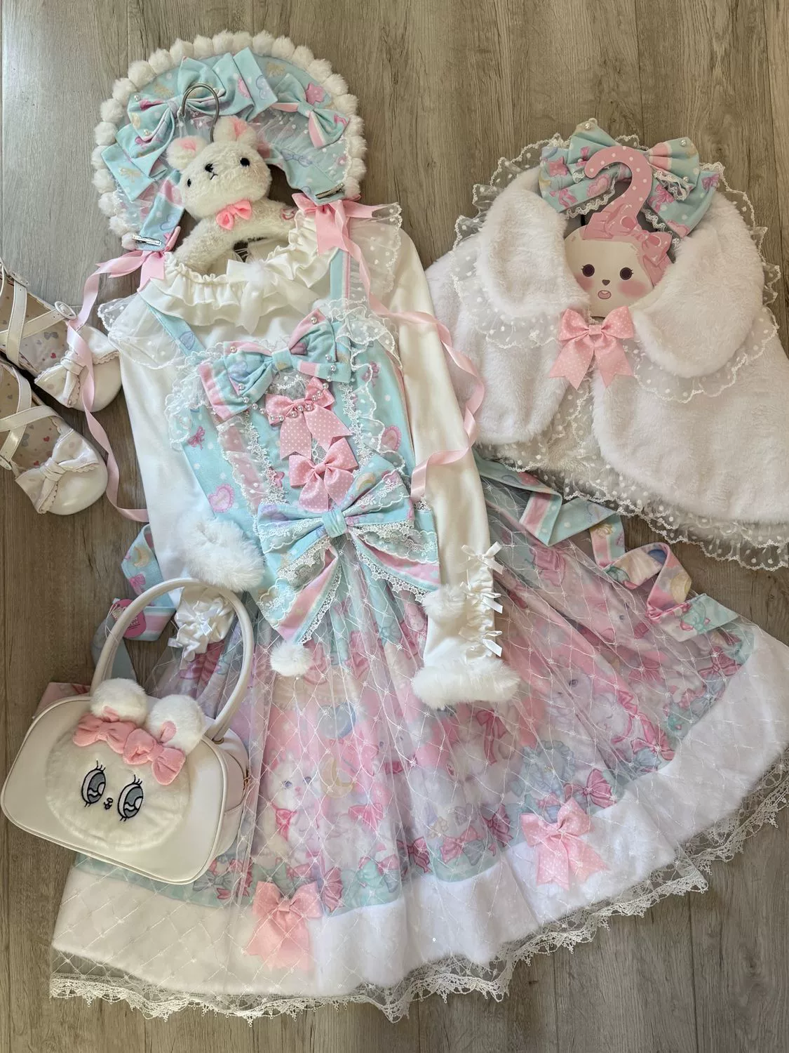 Hanguliang - Candy Mary Cat - Fluffy Sweet Lolita JSK Dress, Kitten Print - Image 22