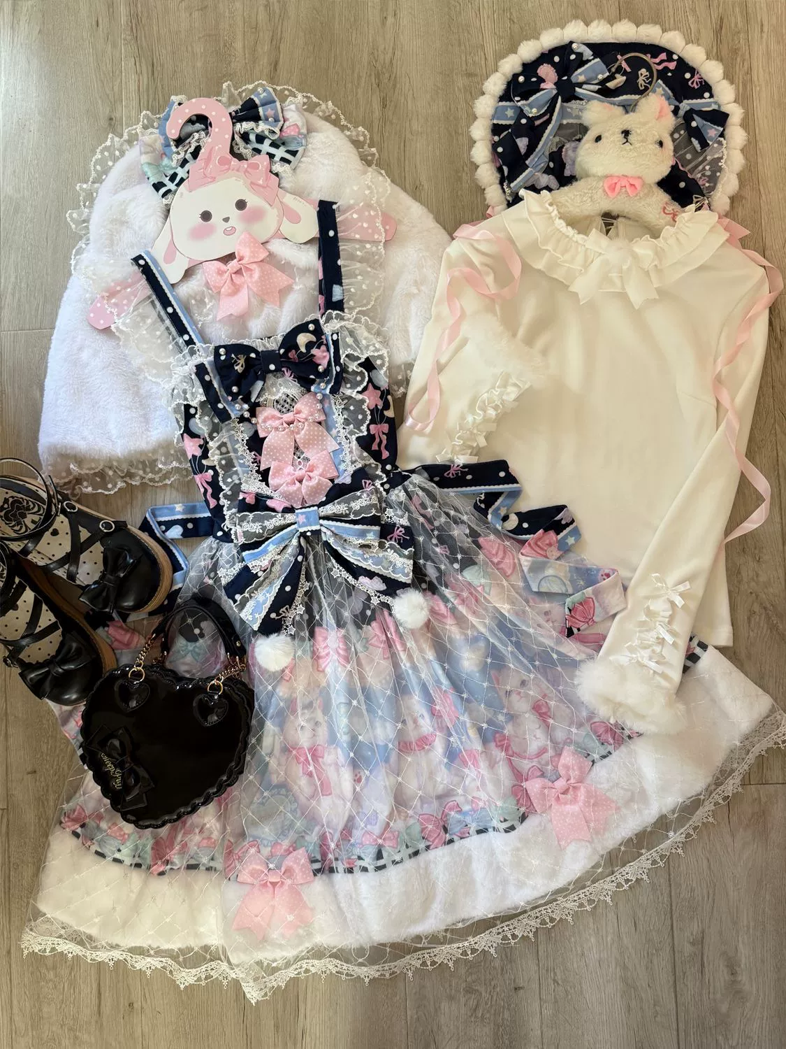 Hanguliang - Candy Mary Cat - Fluffy Sweet Lolita JSK Dress, Kitten Print - Image 23