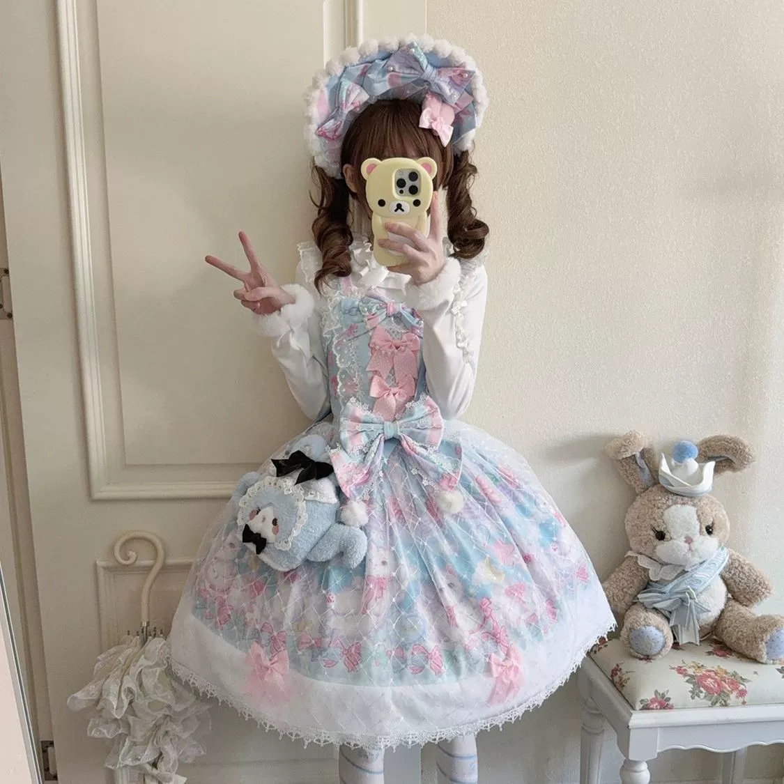 Hanguliang - Candy Mary Cat - Fluffy Sweet Lolita JSK Dress, Kitten Print - Image 9