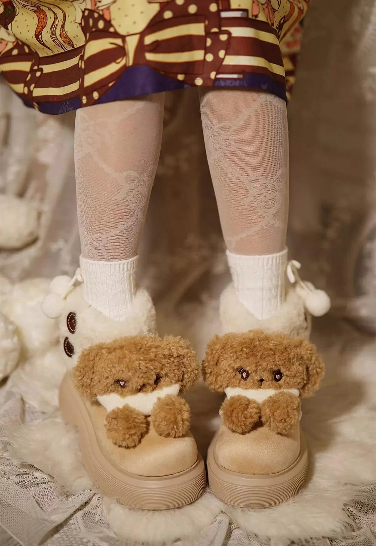 Sheep Puff - Fluffy Zoo - Fluffy Sweet Lolita Snow Boots, Animal Decorations - Image 10