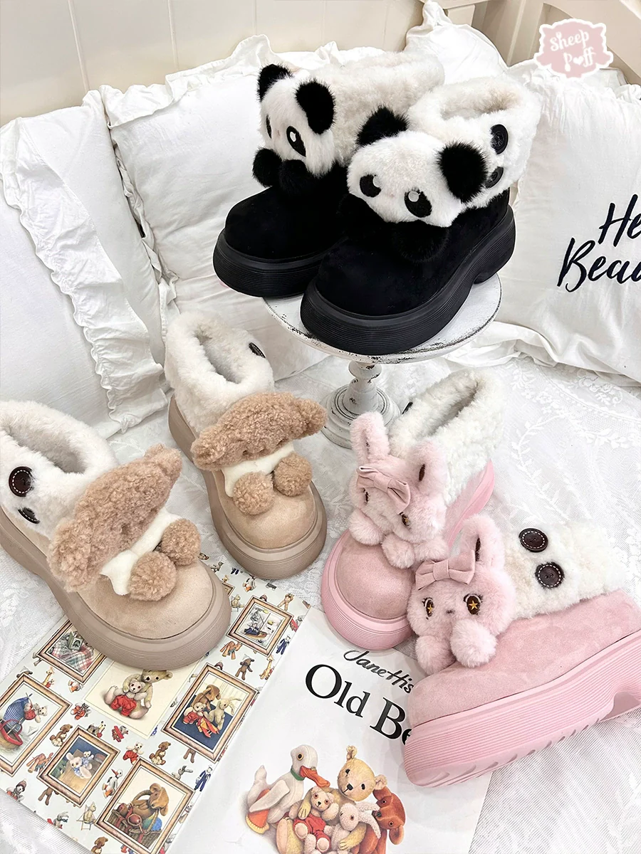 Sheep Puff - Fluffy Zoo - Fluffy Sweet Lolita Snow Boots, Animal Decorations - Image 15