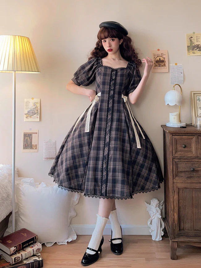 Josephine Academy - Elegant Lolita Black Plaid OP - Image 11