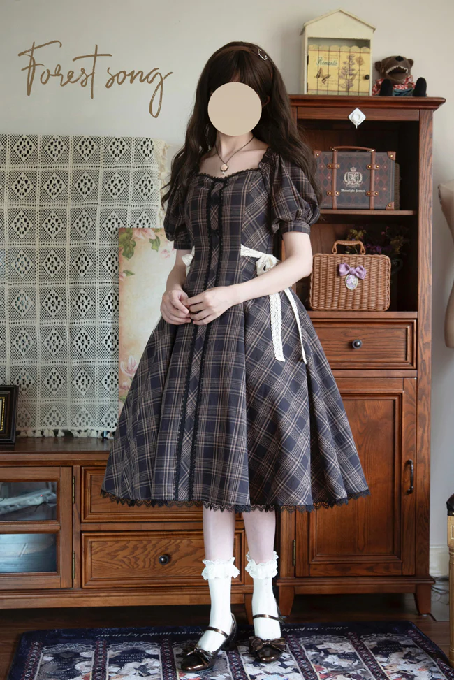 Josephine Academy - Elegant Lolita Black Plaid OP - Image 13