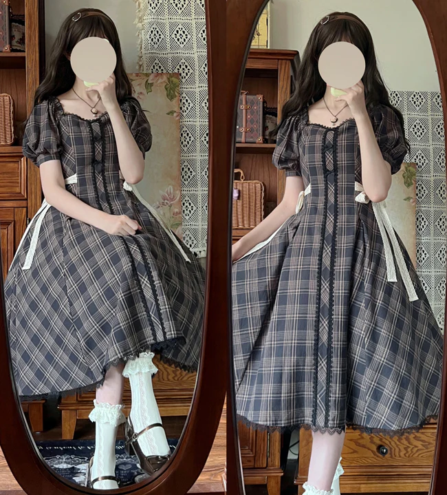 Josephine Academy - Elegant Lolita Black Plaid OP - Image 14