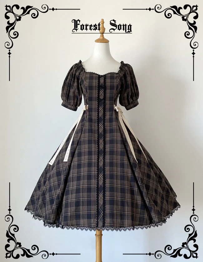 Josephine Academy - Elegant Lolita Black Plaid OP - Image 3