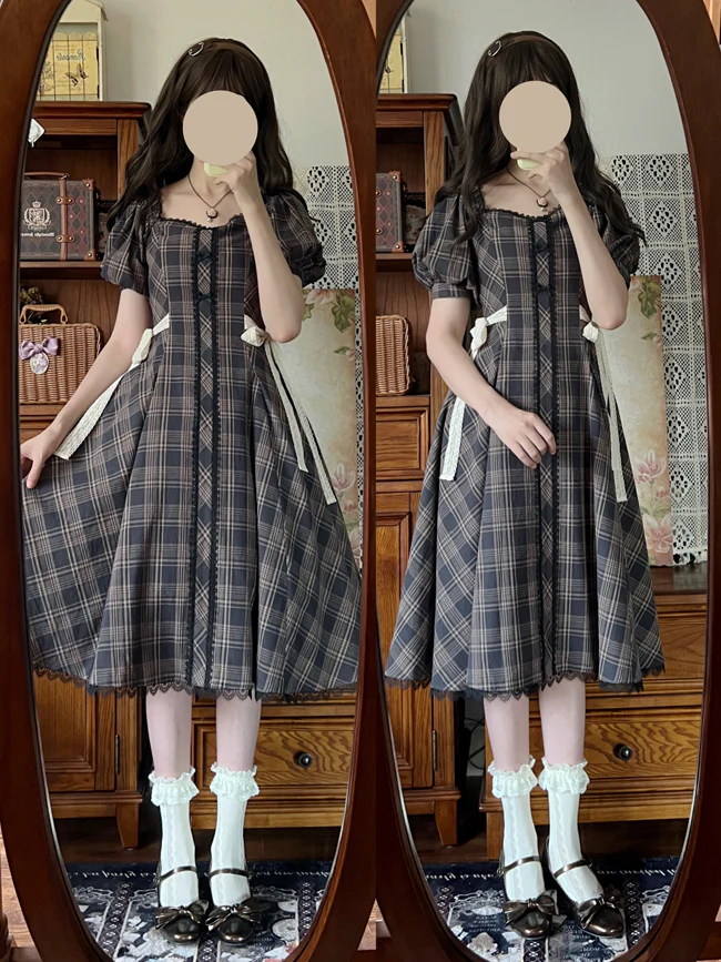 Josephine Academy - Elegant Lolita Black Plaid OP - Image 4