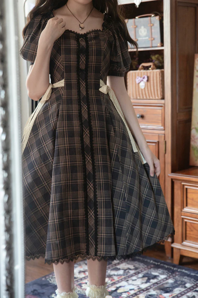 Josephine Academy - Elegant Lolita Black Plaid OP - Image 5