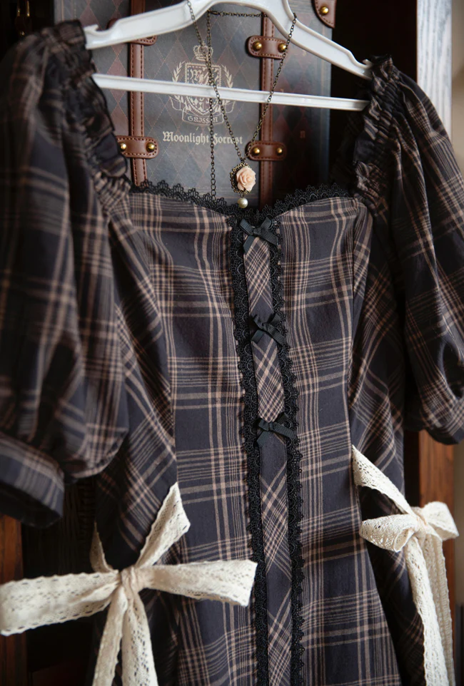 Josephine Academy - Elegant Lolita Black Plaid OP - Image 6