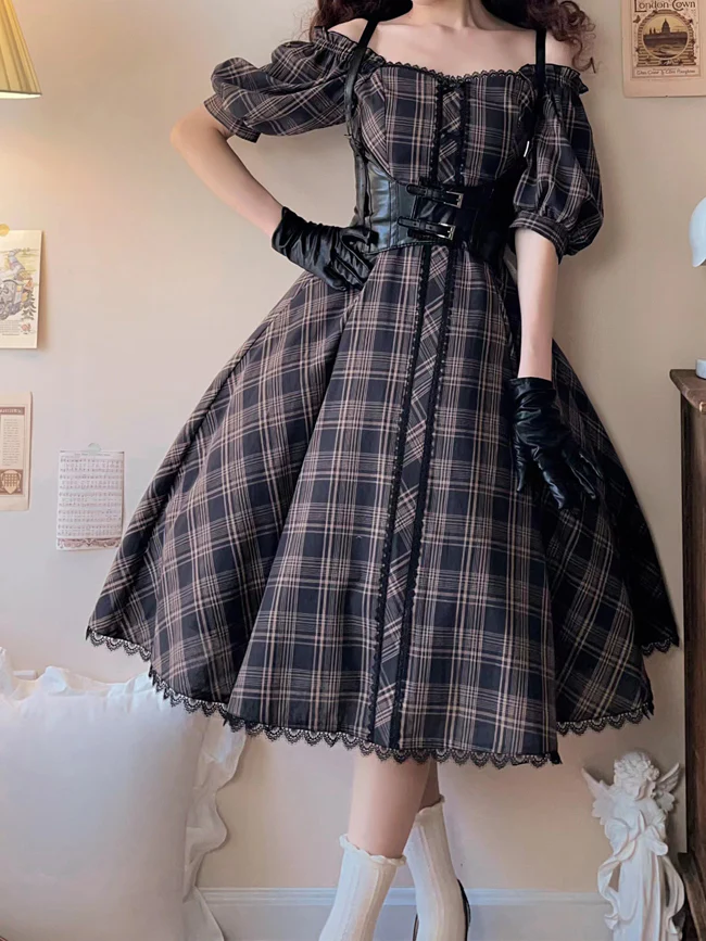 Josephine Academy - Elegant Lolita Black Plaid OP - Image 7