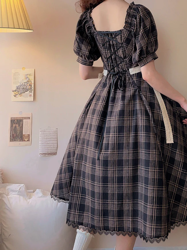 Josephine Academy - Elegant Lolita Black Plaid OP - Image 8