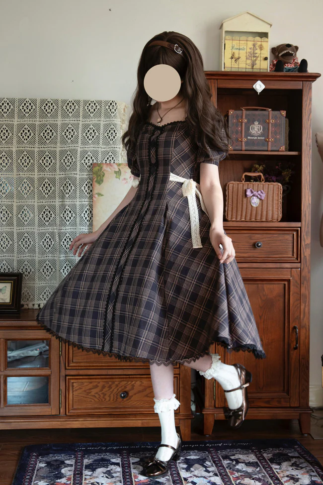 Josephine Academy - Elegant Lolita Black Plaid OP - Image 9
