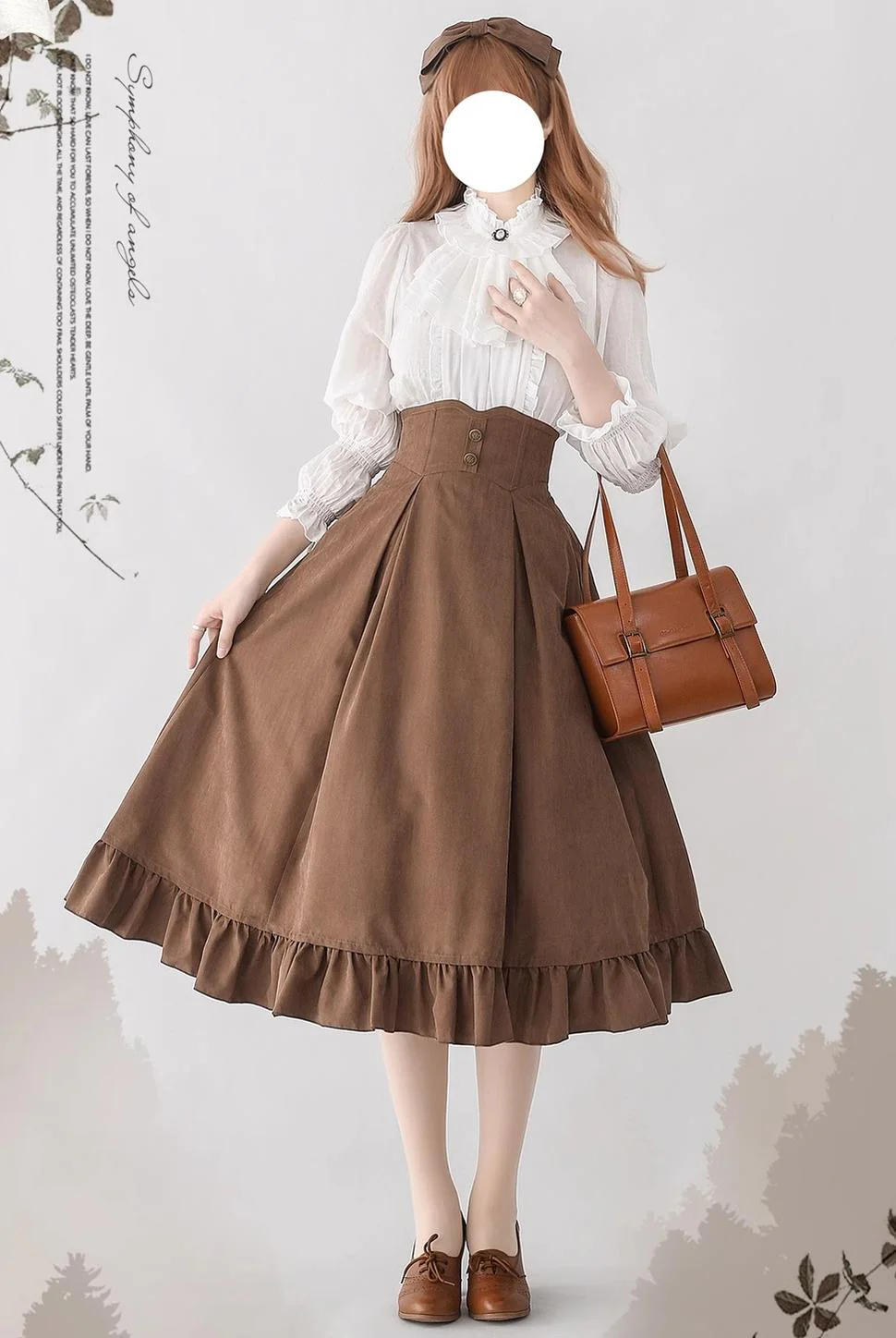 Misty Forest - Elegant Vintage Fishbone Lolita Long Skirt & Vest - Image 18