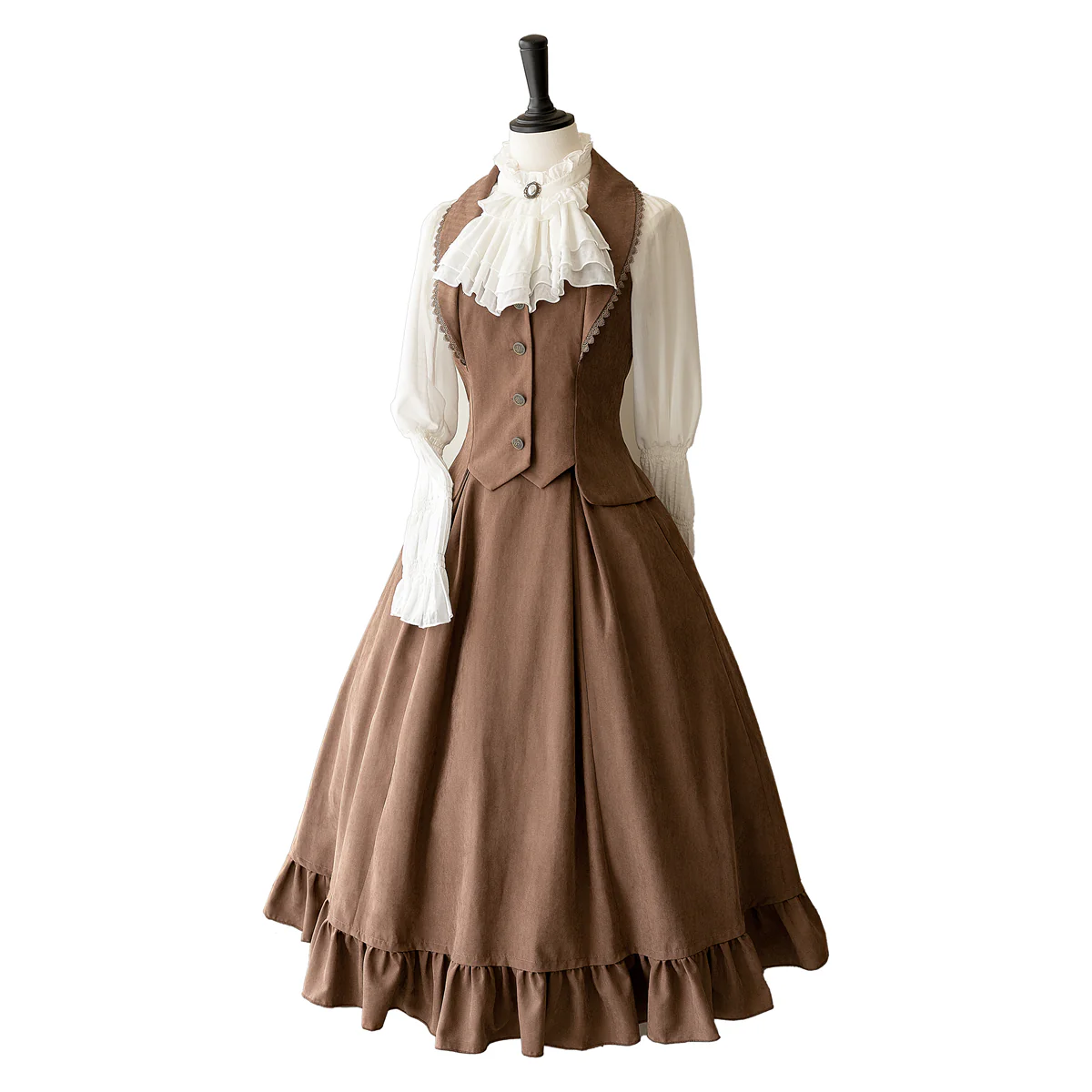 Misty Forest - Elegant Vintage Fishbone Lolita Long Skirt & Vest - Image 20