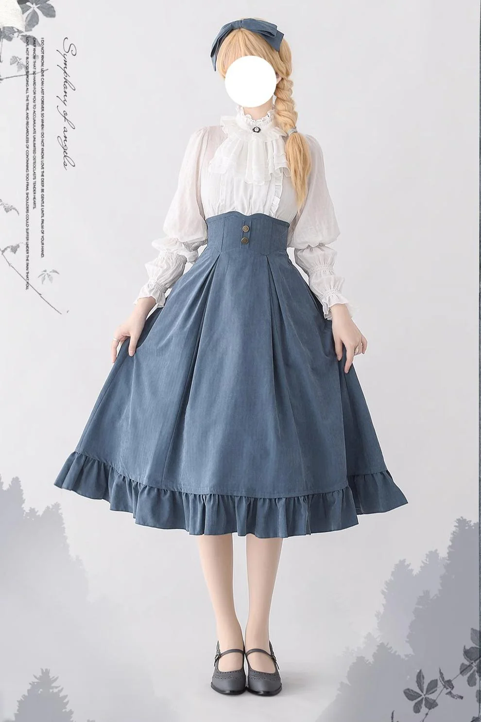 Misty Forest - Elegant Vintage Fishbone Lolita Long Skirt & Vest - Image 4