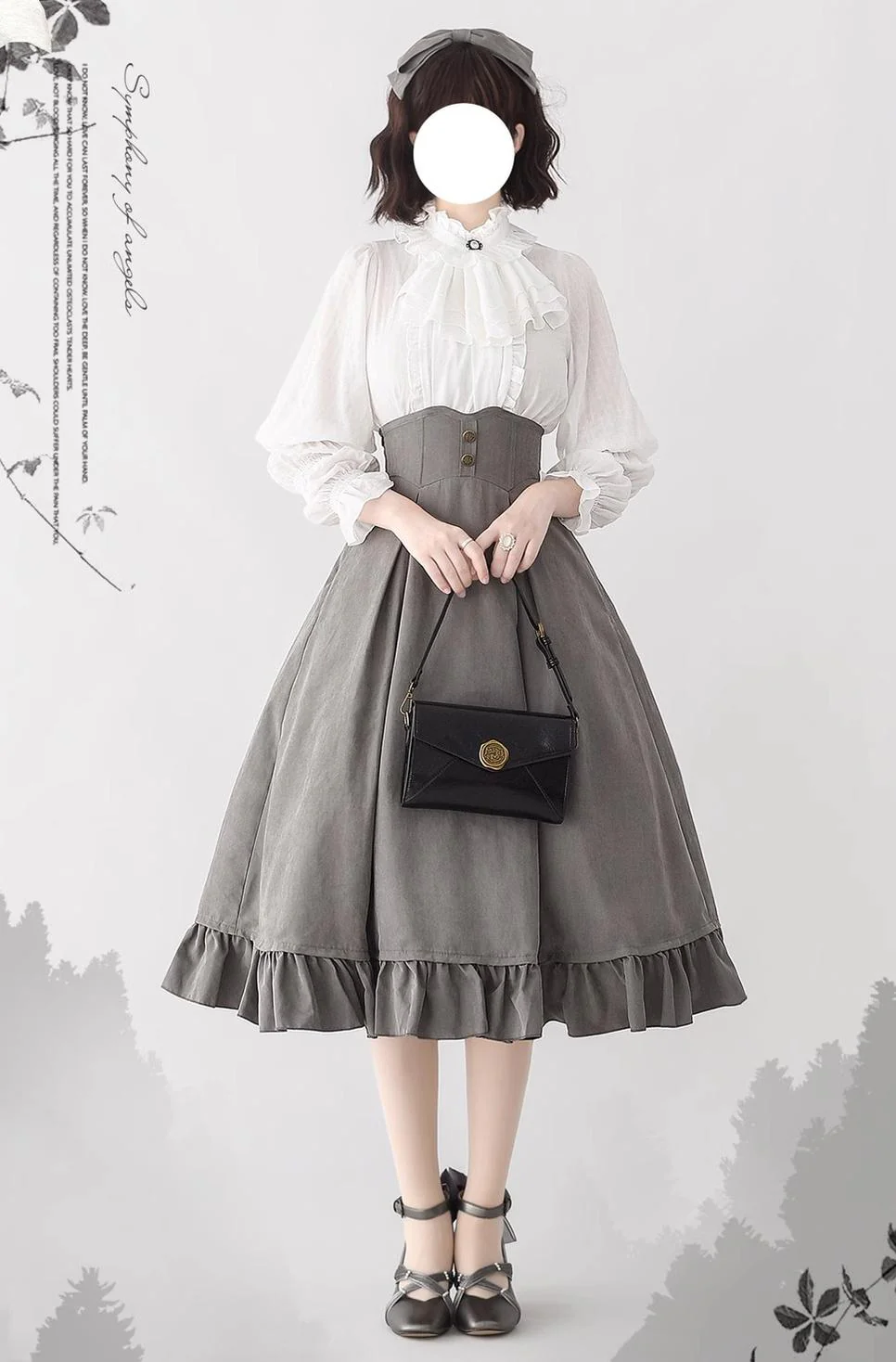 Misty Forest - Elegant Vintage Fishbone Lolita Long Skirt & Vest - Image 5