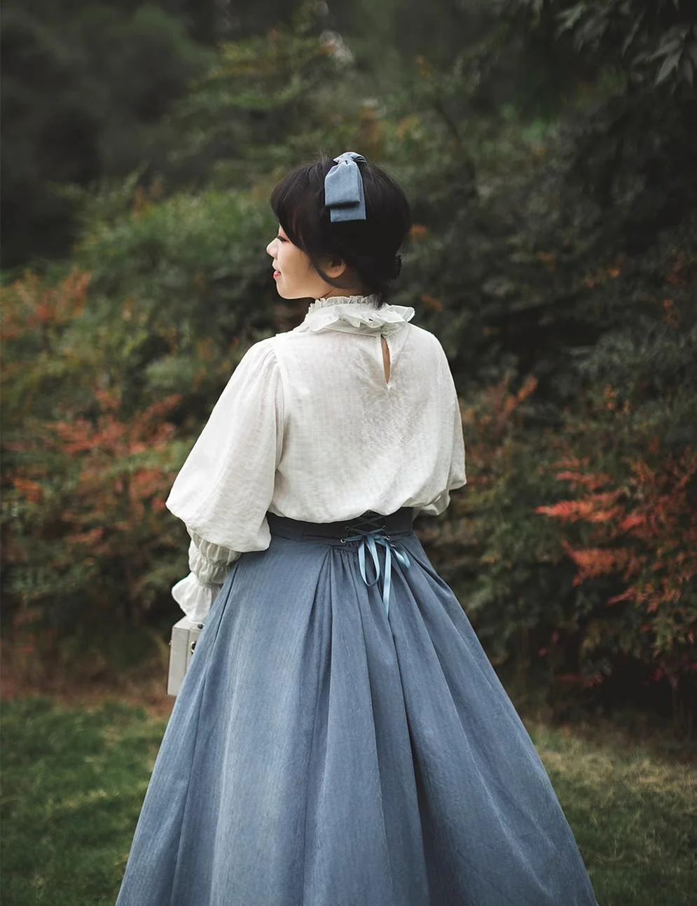 Misty Forest - Elegant Vintage Fishbone Lolita Long Skirt & Vest - Image 9